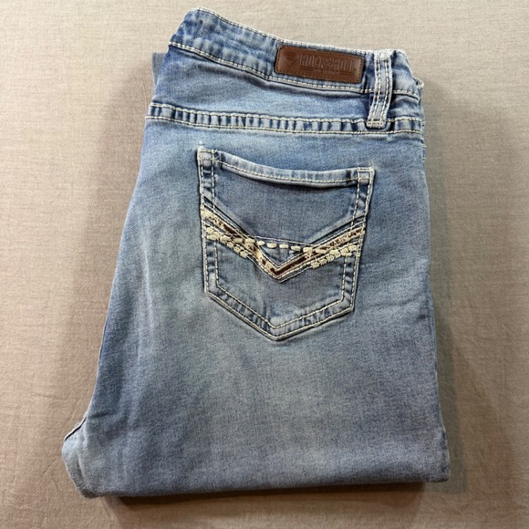 Rock and Roll Denim Denim - Rock and Roll Denim Bootcut Jeans Womens 34 Light Blue Good Embroidered Pocket